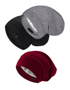 Satin doublé cheveux Bonnet chapeau pour femmes hommes bambou coton élastique nuit casquettes de couchage soie Skullies bonnets casquette Baggy chapeau bandeau - Product Image 2