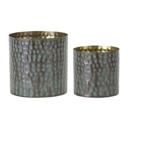 Custom Luxury Design Hammered Set of 2 Candle <b>Jar</b> Table Top High Quality Candle Vessel Silver Antique Finish - Product Image 6