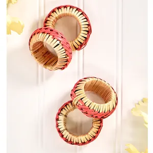 Una artesanía única hermosa en cualquier mesa Diseño de tejido apretado Decoración de mesa interior y exterior Anillo de servilleta tejido de ratán - Product Image 1