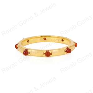 Superventas Plata de Ley 925 minimalista Eternity Prong Natural Red Onyx Gemstone Gold Vermeil Rhodium Fine Anillo de mujer - Product Image 4