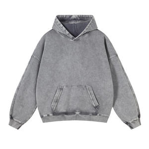Sudadera con Capucha Corta Retro Personalizada de Alta Calidad, Nueva y Popular de 2026, de Algodón con Borde Cortado para Hombre, Sudadera Gruesa con Efecto Desgastado - Product Image 3
