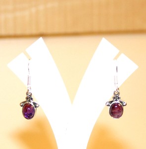 Ethnic 925 Sterling Silver <b>Amethyst</b> Dangle Earrings Handcrafted Nepal for Gifting Occasions - Product Image 6