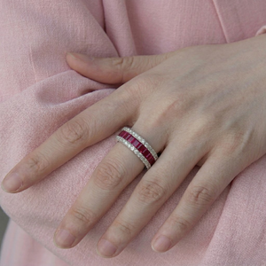 จีนโรงงานร้อนการออกแบบใหม่2021หรูหราเพชรแหวนหมั้นแฟชั่นเครื่องประดับทับทิมแหวนแต่งงานสำหรับผู้หญิง - Product Image 2