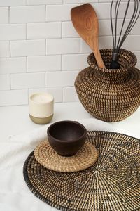 Coussinets chauffants faits à la main support de casserole sous-verres en rotin tissé à la main napperons en bambou tasse Base chargeur assiettes plats au prix de gros - Product Image 6