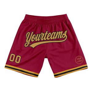 Industrie Direct Engro Sportswear Basketball Shorts Custom Maroon Old Gold-Black Authentic Throwback Basketball Shorts - Product Image 1