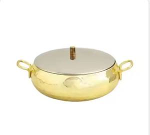 Casserole de luxe en métal cuivre faite à la main Chauffe-plats pour hôtels mariages Table décorative pour aliments chauds - Product Image 5