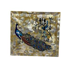 Mesa de Centro de Nácar con Tapa Cuadrada, Diseño Elegante de Pavo Real Hecho a Mano con Arte Floral, Muebles Personalizados al por Mayor - Product Image 2