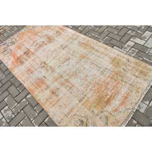 Tapis turc vintage, tapis d'appoint 3,8x7,3 pieds, tapis oriental orange et bleu - Product Image 4