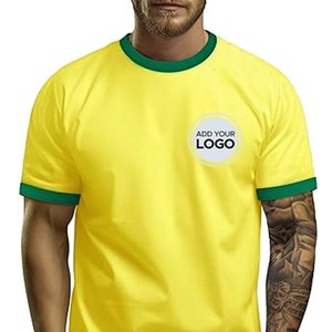Manches courtes col rond couleur bloc t-shirt 2025 mode coupe ajustée côtelé tricot basique décontracté sonnerie t-shirts - Product Image 3
