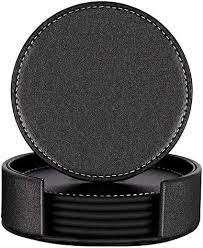 Sous-verre en cuir de haute qualité personnalisé, logo gravé, ensemble de sous-verre en cuir véritable et utilisation à la main - Product Image 5