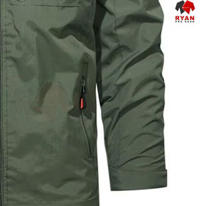 แจ็คเก็ตผ้านิ่มสำหรับผู้ชายเสื้อกันลมน้ำหนักเบาระบายอากาศและมีฮู้ดแบบมีสไตล์พลัสไซส์ - Product Image 5