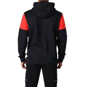 เสื้อมีฮู้ด2026ผู้ชายผ้าคอตตอน100% บล็อกมีฮู้ดสำหรับฤดูหนาวผ้าฟลีซปักโลโก้พลอยเทียมด้านหน้าลายลายเส้นสีทึบ - Product Image 5