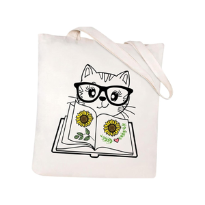 Bolsas de Compras Personalizadas con Diseño de Gatos, 100% Algodón Orgánico, Ecológicas, Económicas, Reutilizables, con Certificado GOTS, Bolsas de Algodón con Asas de Cuerda para Mujer - Product Image 2