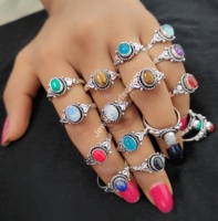 Bagues de mode en gros les plus tendances Mélange naturel de pierres précieuses Plaqué argent sterling Étanche Bijoux en laiton Fine Gift Purpose 009