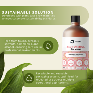 Neutraliseur d'odeurs à vapeur sèche formule rouge : cuisine, poubelle, aliments frits et odeurs organiques - Bouteille de 1L - Prêt à l'emploi - Product Image 5