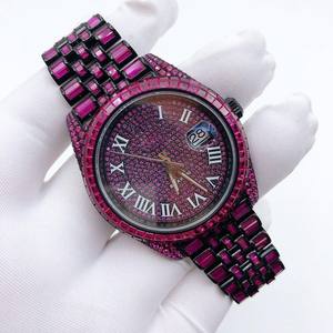 New Arrival Pink Color VVS Moissanite Diamond Stainless Steel Automatic Iced Out <b>Wrist</b> <b>Watch</b> Hip Hop Bling Luxury <b>Men</b> Fashion - Product Image 4