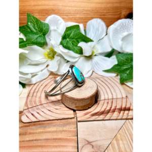 Navajo Handmade #8 Turquoise & Sterling Silver Fashion Cuff Bracelet - Product Image 2