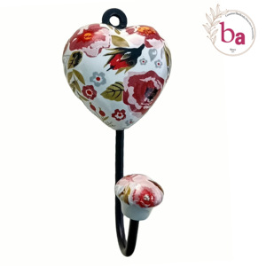 Ganchos de pared de azulejo de corazón de flor de cerámica hechos a mano para cocina, dormitorio, baño, sala de estar, aplicación - Product Image 1