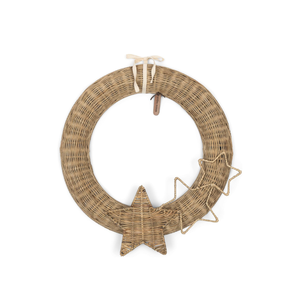 Artisans vietnamiens fait à la main confortable rotin naturel étoile filante guirlande décoration murale de noël pour porte d'entrée - Product Image 1