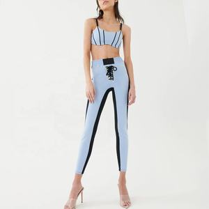 Ensemble d'entraînement grande taille sans couture pour femme Legging extensible dans les quatre sens en tissu côtelé tenue écologique deux pièces pour tous les jours - Product Image 1