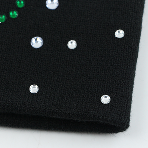 High Quality Custom Warm Knitted <b>Beanie</b> Hat Acrylic Winter <b>Beanie</b> with Rhinestone and Custom Logo for <b>Women</b> - Product Image 3