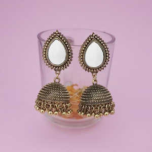 Kriaa Plaqué Or Miroir Jhumki Lustre Boucles D'oreilles 1314509 Accessoire De Mode - Product Image 1