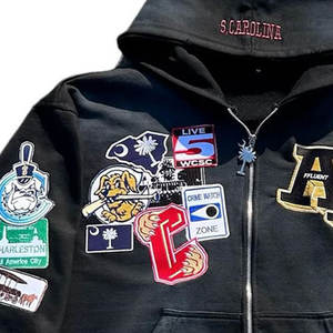 Patch Embroidery Autumn Men's Oversized <b>Hoodie</b> with Premium Cotton Fleece Custom <b>Stitched</b> Patch Design Bulk Fashion Production - Product Image 4