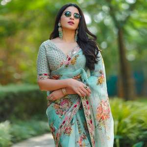 Fabriqué à la main Tibby soie Saree Artisan fil et séquence travail correspondant soie Blouse élégance traditionnelle artisanat artisanal - Product Image 4