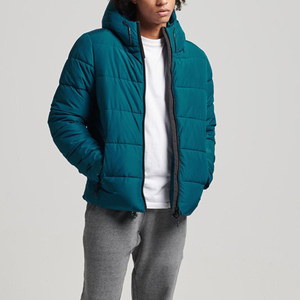 Veste matelassée polaire chaude d'hiver pour hommes nouveau manteau coupe-vent en coton polyester imperméable avec col à capuche de couleur unie - Product Image 1