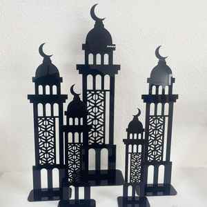 <b>Black</b> <b>Acrylic</b> Mosque Silhouette Lantern Ramadan Tabletop Decoration Eid Mubarak Home Party Ornament Laser Cut Gift Decor Artware - Product Image 5