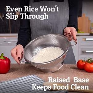 स्टेनलेस स्टील धातु का कोलैंडर और नूडल्स के लिए रसोई के भोजन के स्ट्रेनर्स और कोल्ंडर्स के साथ - Product Image 2