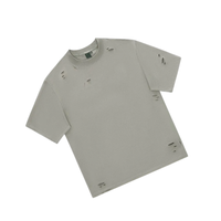 T-shirt unisexe décontracté streetwear surdimensionné, déchiré et vieilli, 100 % coton écologique, séchage rapide, anti-UV, avec logo personnalisé, haute qualité