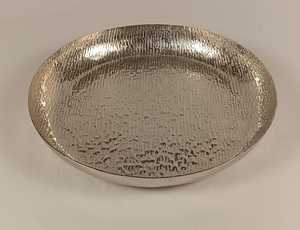 Diseño martillado de forma redonda fundida de aluminio para bandeja de servicio de alimentos con bandeja de cena de fruta de Metal con acabado de oro rosa - Product Image 2