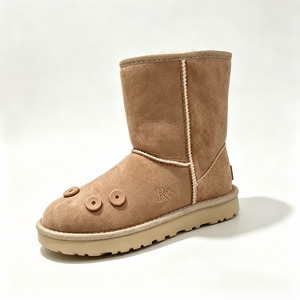 Bottes d'hiver élégantes pour jeunes femmes en tissu tissé marron chocolat, doublées de fourrure, à plateforme épaisse et bout rond – Vente en gros uniquement - Product Image 4