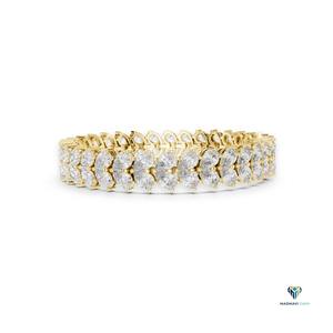 17.58 CT Pear Cut Lab Grown Diamond Bracelet in 18K <b>Solid</b> <b>Gold</b>, Symmetrical Leaf Pattern Collet Set Fine Jewelry for Women - Product Image 2