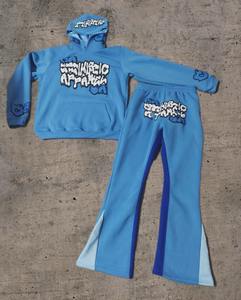 Nuevo Diseño Conjunto Deportivo de Hombre con Bordado y Pantalones Acampanados, 100% Algodón, Felpa Gruesa, Transpirable, Estilo Urbano para Primavera - Product Image 3