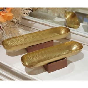 Platos para servir alimentos de madera y Metal de lujo de alta calidad Atractiva bandeja de Iftar de Ramadán Bandejas para servir con incrustaciones de madera de Venta caliente - Product Image 6