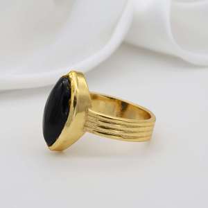 Black Onyx Brass <b>Ring</b> 18k <b>Gold</b> Plated Classic Vintage Wholesale <b>Ring</b> For Women - Product Image 3