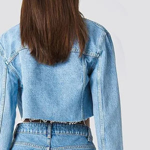 Chaqueta vaquera corta para mujer de nuevo diseño, servicio OEM de alta calidad, chaqueta vaquera de invierno hecha a medida para mujer - Product Image 5