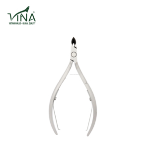 Vina VNC-02 Pince à cuticules professionnelle en acier inoxydable gris à manche court courbé, à mâchoires plates, lame de précision tranchante et durable - Product Image 6