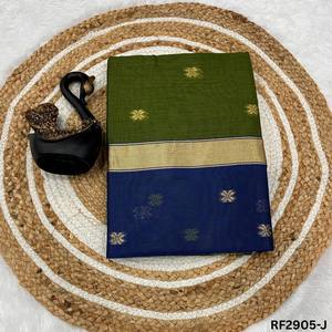 Saree de luxe bicolore en lin doux avec pallu et bordure tissés à la main conçus pour les cadeaux haut de gamme et les vitrines de boutique - Product Image 6