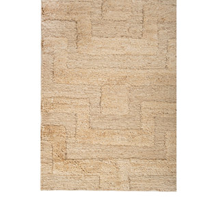 Alfombras de Yute y Cáñamo Anudadas a Mano Hula, Beige y Marrón con Patrón Geométrico para Uso Doméstico-Px-1898 - Product Image 4