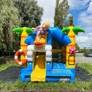 Toboggan aquatique gonflable commercial en PVC, château gonflable extérieur pour enfants avec piscine à jets d'eau - Product Image 4