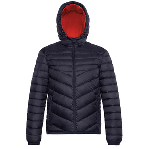 Vestes d'hiver pour hommes avec logo personnalisé Manteaux chauds et légers Capuche en nylon noir Bouffant rempli de bulles Matériau en coton imperméable - Product Image 1