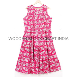 Robe d'été mi-longue à imprimé floral indien, imprimée numériquement, écologique, pour femmes, sans manches, en coton, personnalisée, confortable - Product Image 4