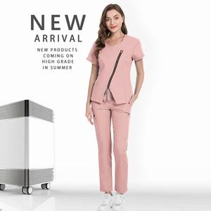 Costume de travail d'été contemporain à manches courtes pour femmes uniformes médicaux ensemble de gommages pour médecins et infirmières vêtements de travail hospitaliers - Product Image 4