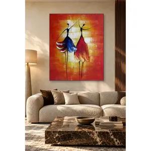ภาพพิมพ์บนผ้าใบ "ฟิดา นักบัลเลต์สองคนเต้นรำบนพื้นหลังสีแดง" - Product Image 2