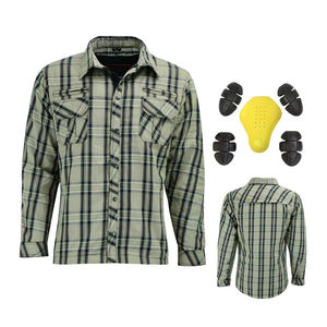 Chemise de moto blindée niveau 2 pour hommes et femmes, vert sauge et noir, personnalisable, résistante aux abrasions, protection pour bûcherons, grandes tailles - Product Image 1