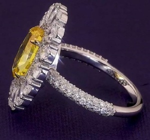 Fine Jewelry Oval Cut Yellow Lab Grown Diamond <b>Cocktail</b> <b>Ring</b> Women Engagement Gift <b>Gold</b> Plated Luxury Flower Design - Product Image 2