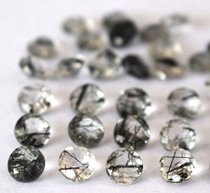 Quartz Rutile Noir Naturel 4mm Coupe Ronde-Quartz Rutile Noir Lâche Qualité Supérieure - Product Image 6